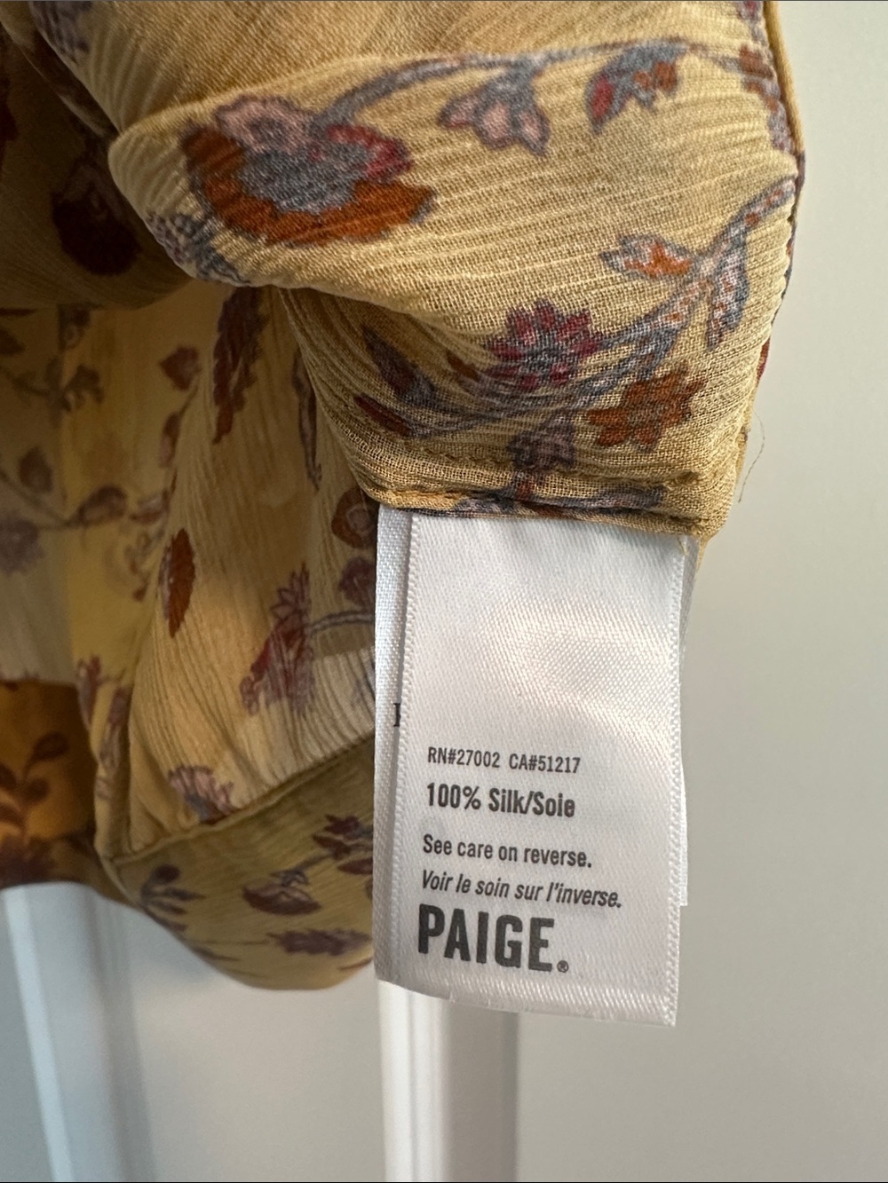 NWOT Paige Trista Silk Blouse in Tumeric Floral size S - Picture 11 of 12